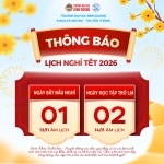 THÔNG BÁO LỊCH NGHỈ TẾT DƯƠNG LỊCH