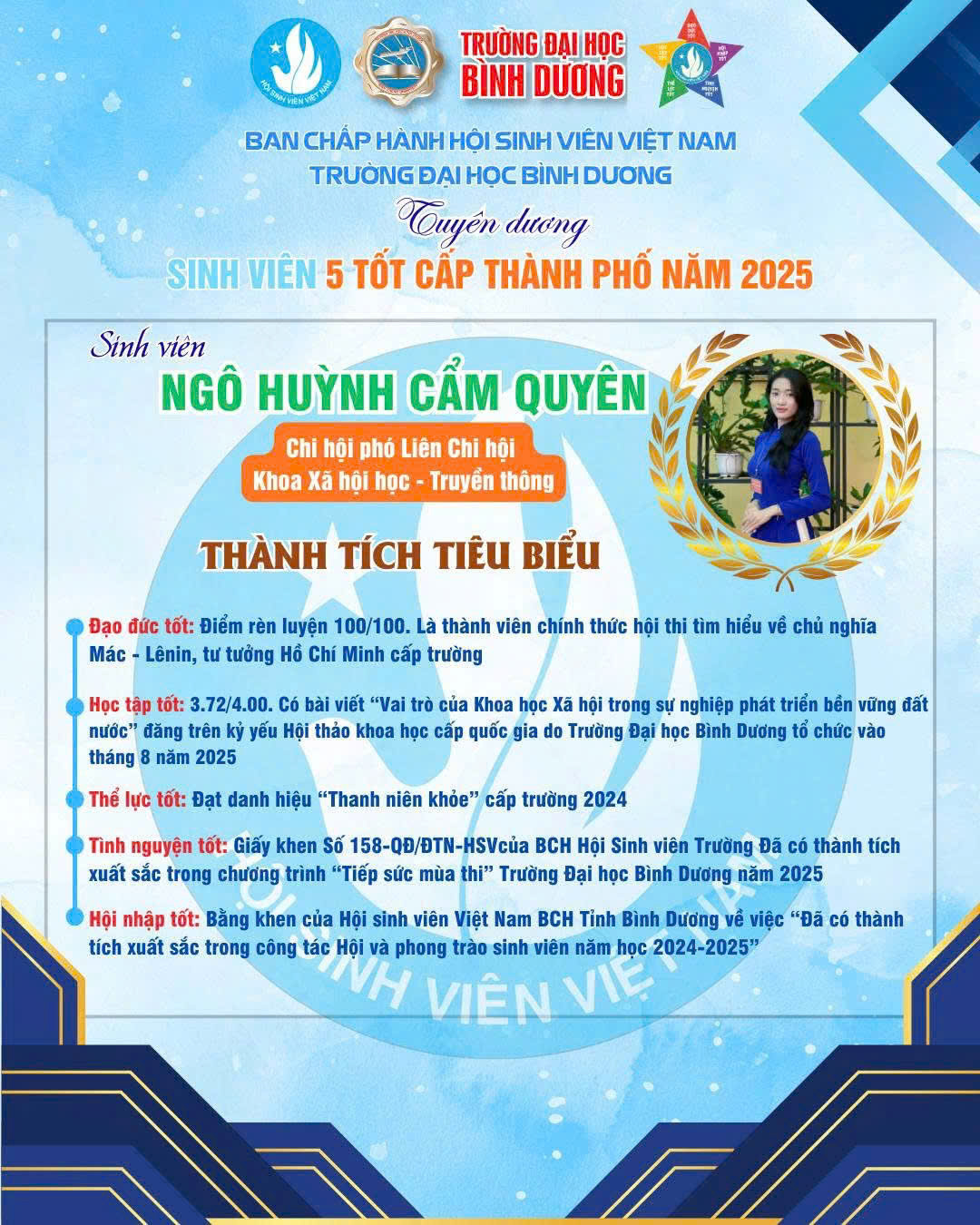 TUYÊN DƯƠNG SINH VIÊN 5 TỐT CẤP THÀNH PHỐ NĂM 2025, NIỀM TỰ HÀO CỦA KHOA XÃ HỘI HỌC - TRUYỀN THÔNG